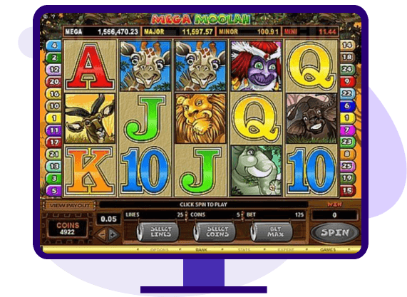 mega moolah on monitor screen
